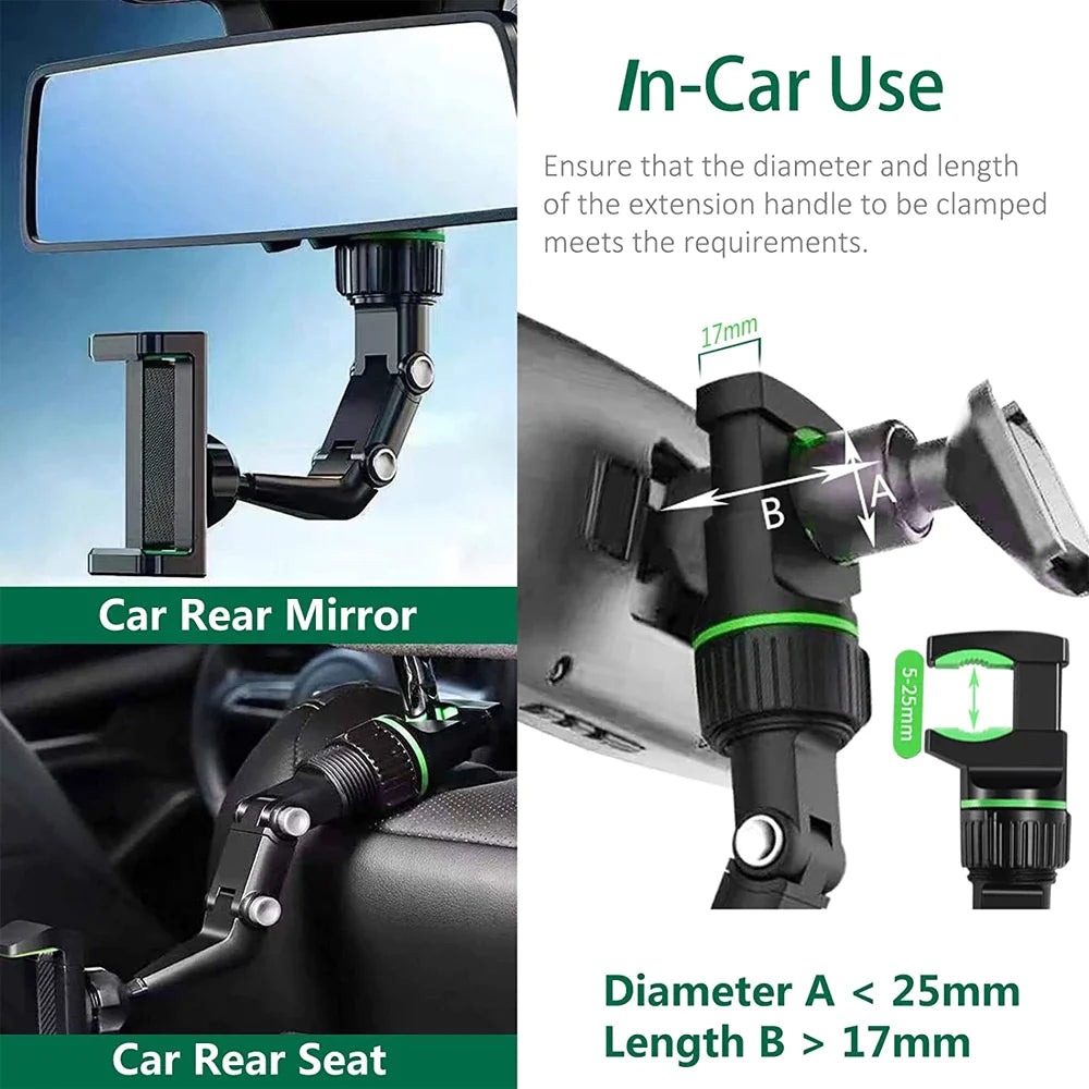 360 Car Rearview Phone Holder For all Smarphones