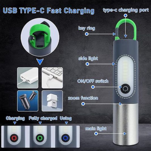 Rechargeable LED Zoom Flashlight Waterproof