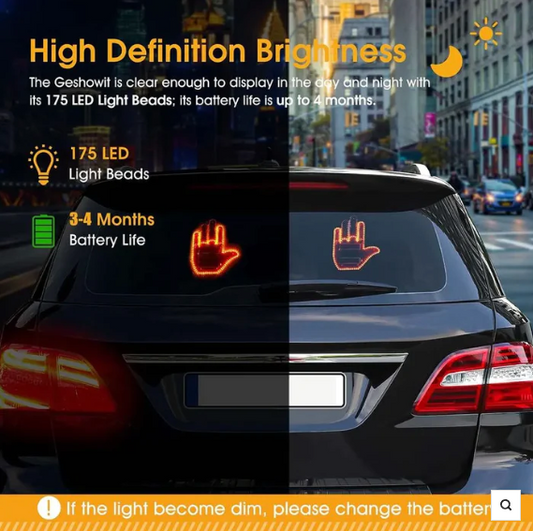 Remote Funny Car Finger Light, 3 Modes LED Warning Safety Finger Sign