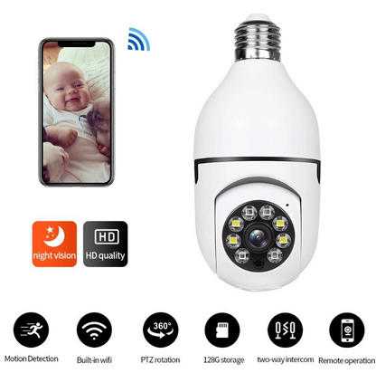 5G Wifi 1080P Light Bulb Camera Two-Way Audio Nigh