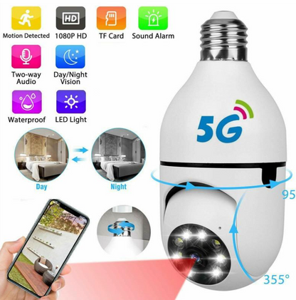 5G Wifi 1080P Light Bulb Camera Two-Way Audio Nigh