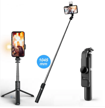 Foldable Selfie Stick Tripod with Bluetooth & Light