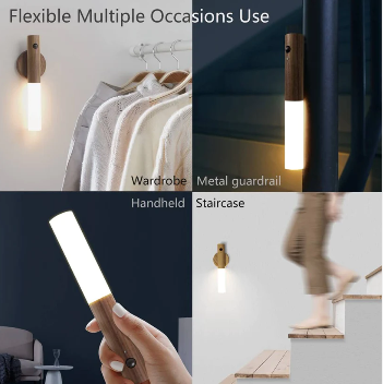 Motion Sensor Night Light with Wooden Handle