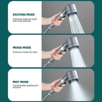 High Pressure Shower Head 3 Modes Adjustable Water Saving Shower