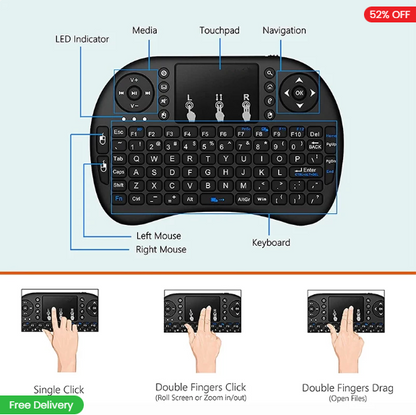 Wireless Air Mouse Keyboard with Touchpad Function for Smart TV/ TvBox / Android Box / Computer / TV