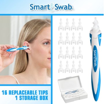 Smart Spiral Earwax Removal Tool with 16 Pcs Washable Tips for Kids & Adults