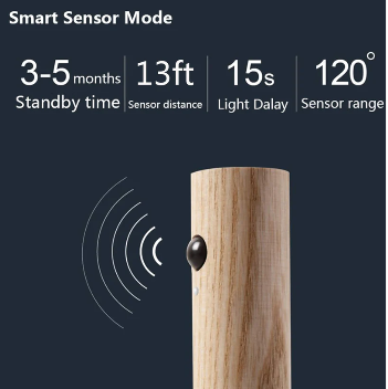 Motion Sensor Night Light with Wooden Handle