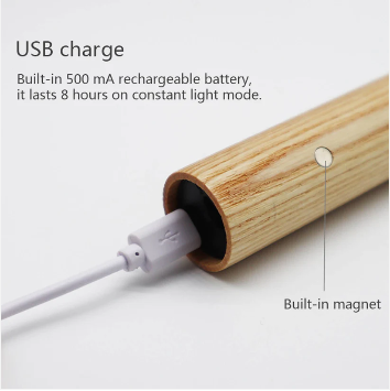 Motion Sensor Night Light with Wooden Handle