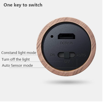 Motion Sensor Night Light with Wooden Handle