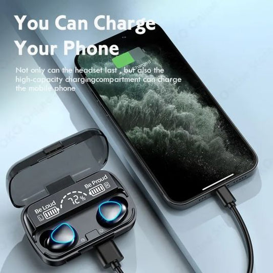 M10 Waterproof TWS Bluetooth 5.1 Earphones Charging Box