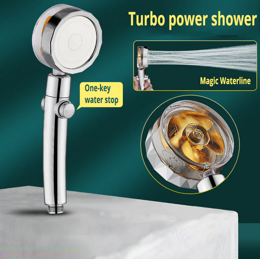 Propeller Shower Head Rainfall High Pressure Water Saving Showerhead with Fan Built-in Turbo Filter