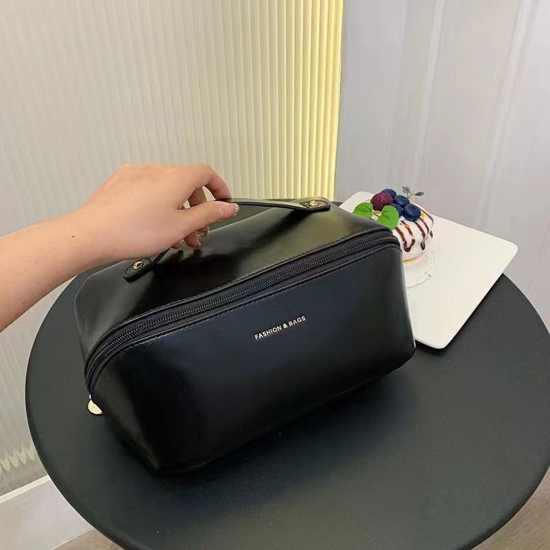 Cosmetic Bag Portable Leather Makeup Pouch Women Waterproof Bathroom Washbag